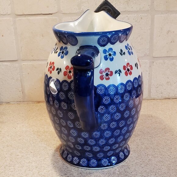 Polish Pottery Large Pitcher Handpainted in Boleslawiec Poland - Picture 2 of 8